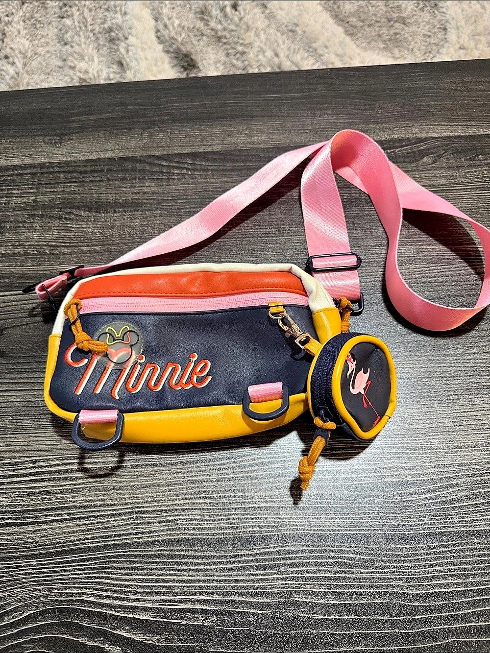 Disney Minnie Mouse Athletic Retro Crossbody Bag Black & Pink